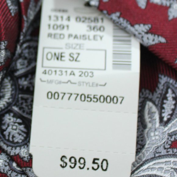 Jos. A. Bank Silk Tie NWT Signature Collection Red Paisley 3.5" Wide 59" Long - Picture 2 of 9